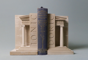 Purchase Three Orders of Architecture Bookends. Hand made plaster models of famous houses by Timothy Richards.